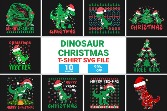 A Dinosaur Christmas Graphic for Crafts & Content