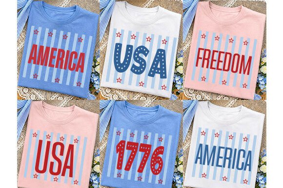 A Retro Striped 4th of July Graphics Bundle for T-Shirt Designs & Editorial Publishing
