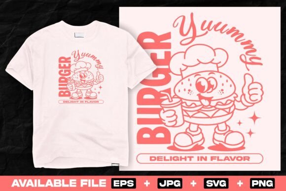 Designing with a Retro Cartoon Burger Character for Graphics and T-Shirt Projects